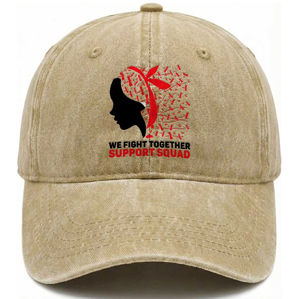 We Fight Together Support Squad Washed Cotton Baseball Cap HIV Awareness Dragonfly Gift TS12 Print Your Wear