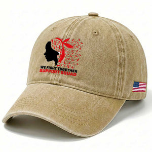 We Fight Together Support Squad Washed Cotton Baseball Cap HIV Awareness Dragonfly Gift TS12 Print Your Wear