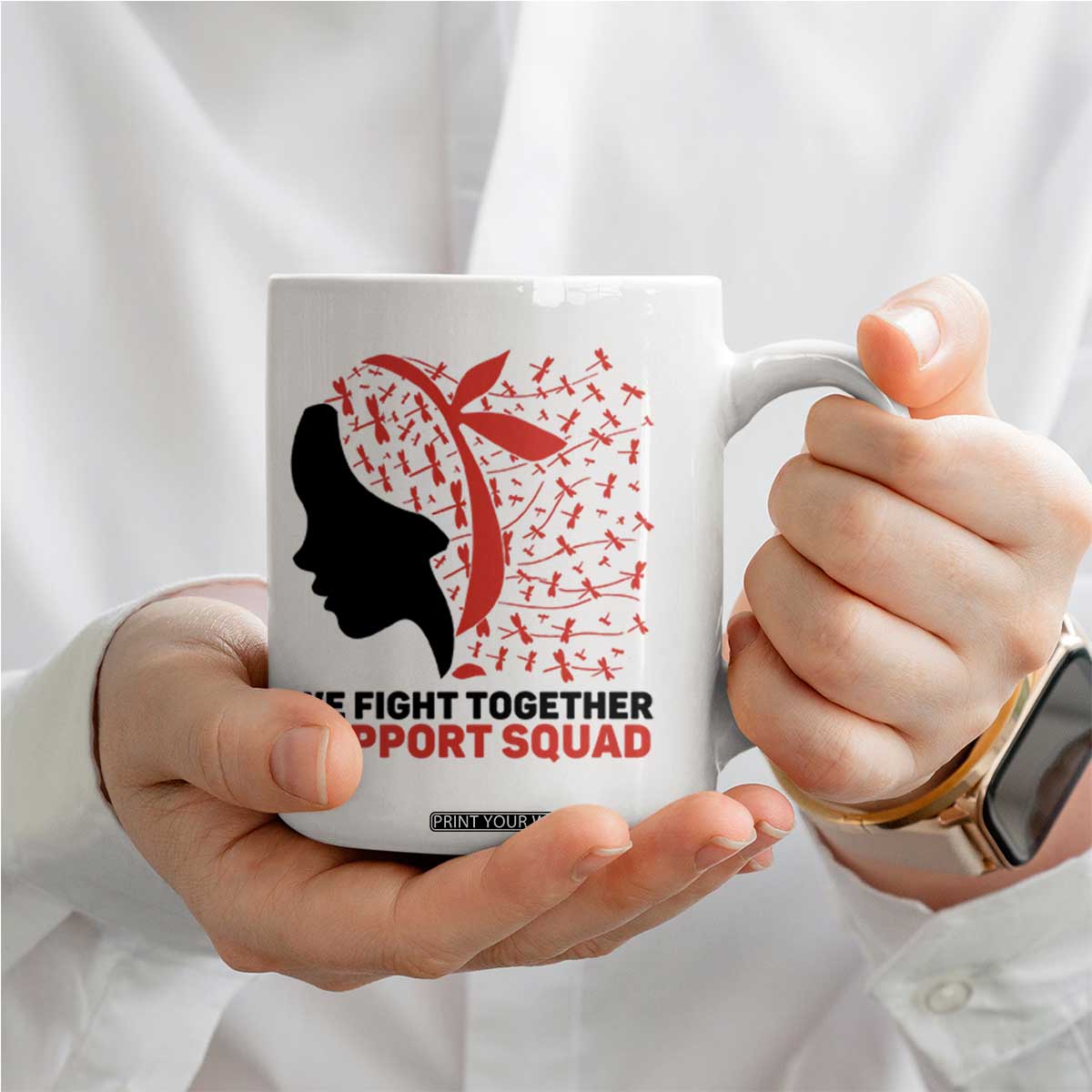 We Fight Together Support Squad Coffee Mug HIV Awareness Dragonfly Gift TS12 Print Your Wear