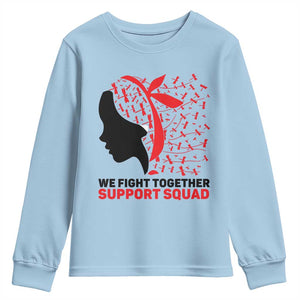 We Fight Together Support Squad Youth Sweatshirt HIV Awareness Dragonfly Gift TS12 Light Blue Print Your Wear