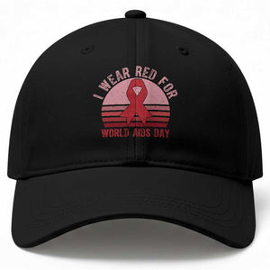 I Wear Red For World Aids Day Baseball Cap HIV Awareness Gift TS12 Print Your Wear
