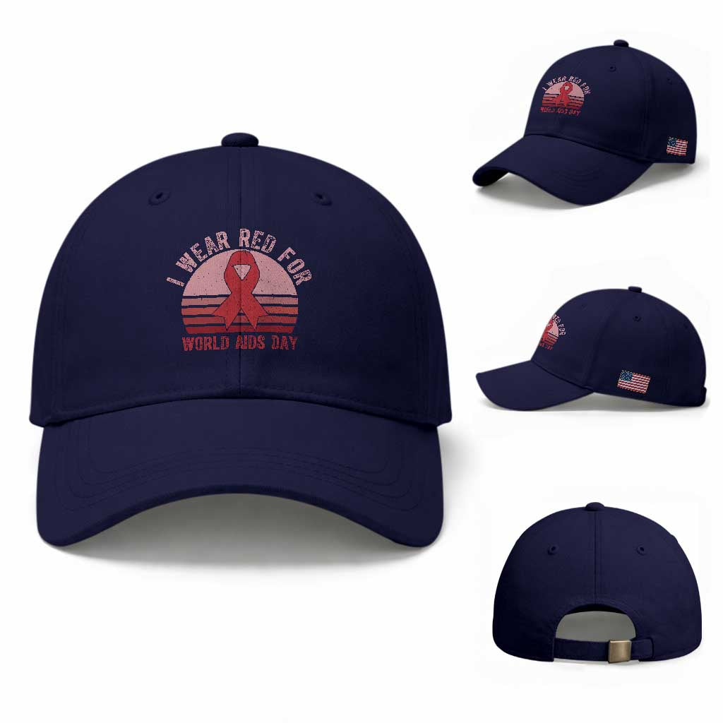 I Wear Red For World Aids Day Baseball Cap HIV Awareness Gift TS12 Baseball Cap Universal Fit Dark Blue Print Your Wear