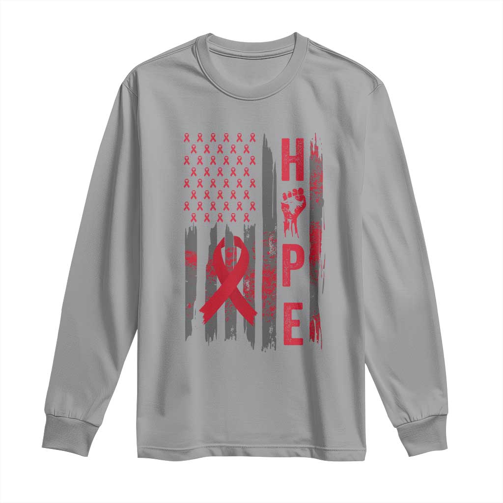 American Flag Hope HIV Awareness Long Sleeve Shirt World AIDS Day Gift TS12 Sport Gray Print Your Wear