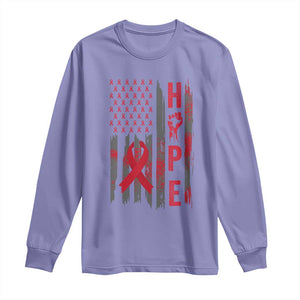 American Flag Hope HIV Awareness Long Sleeve Shirt World AIDS Day Gift TS12 Violet Print Your Wear