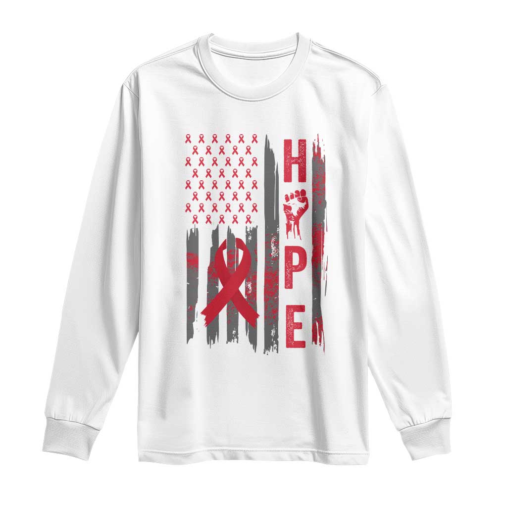 American Flag Hope HIV Awareness Long Sleeve Shirt World AIDS Day Gift TS12 White Print Your Wear