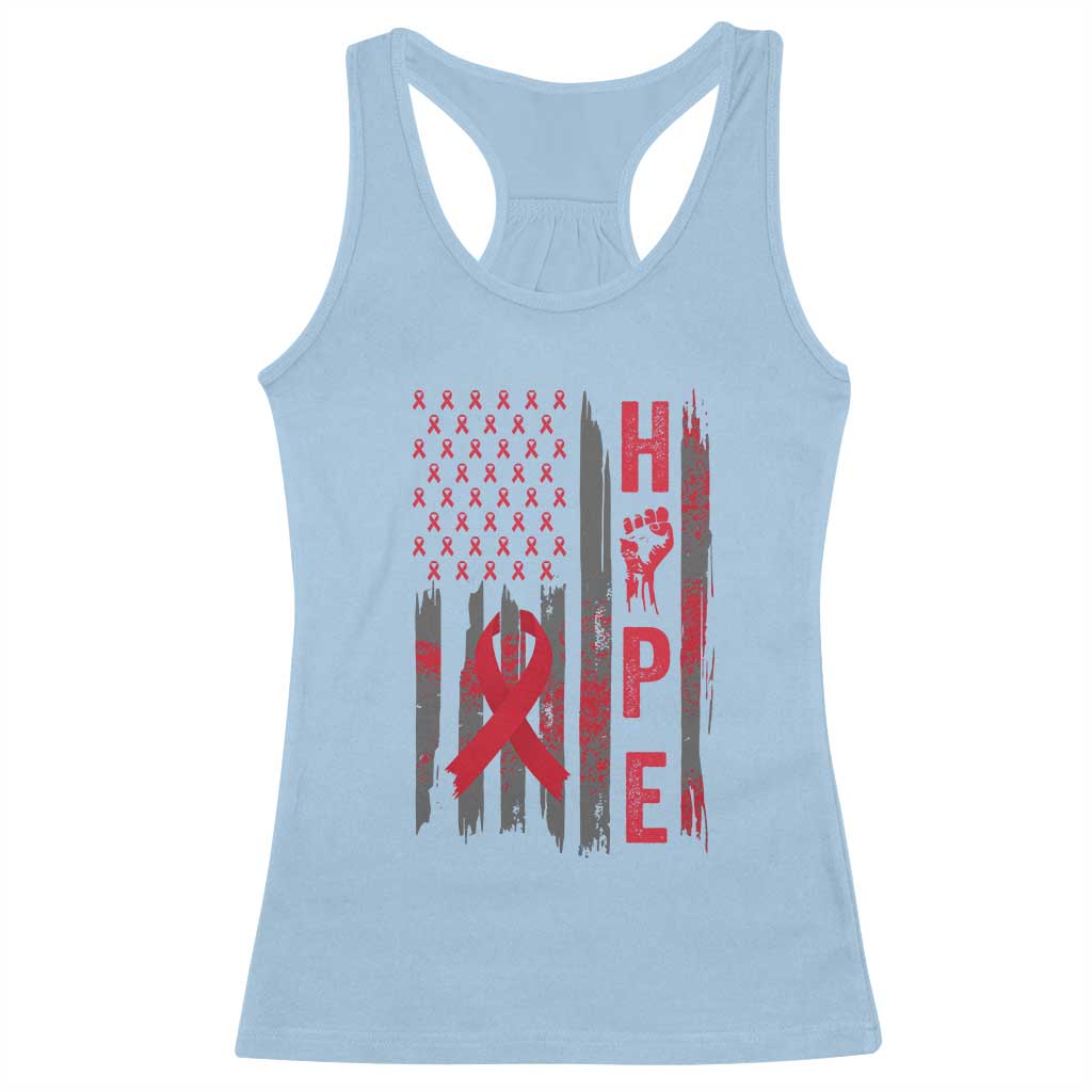 American Flag Hope HIV Awareness Racerback Tank Top World AIDS Day Gift TS12 Light Blue Print Your Wear