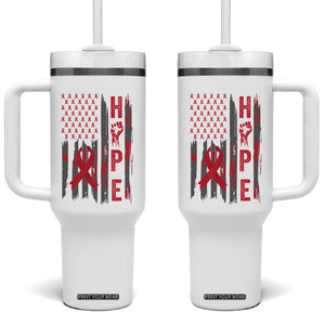 American Flag Hope HIV Awareness Tumbler With Handle World AIDS Day Gift TS12 One Size: 40 oz White Print Your Wear