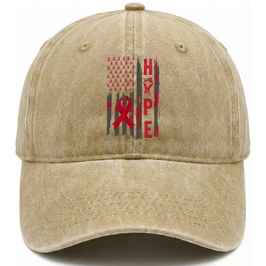 American Flag Hope HIV Awareness Washed Cotton Baseball Cap World AIDS Day Gift TS12 Print Your Wear
