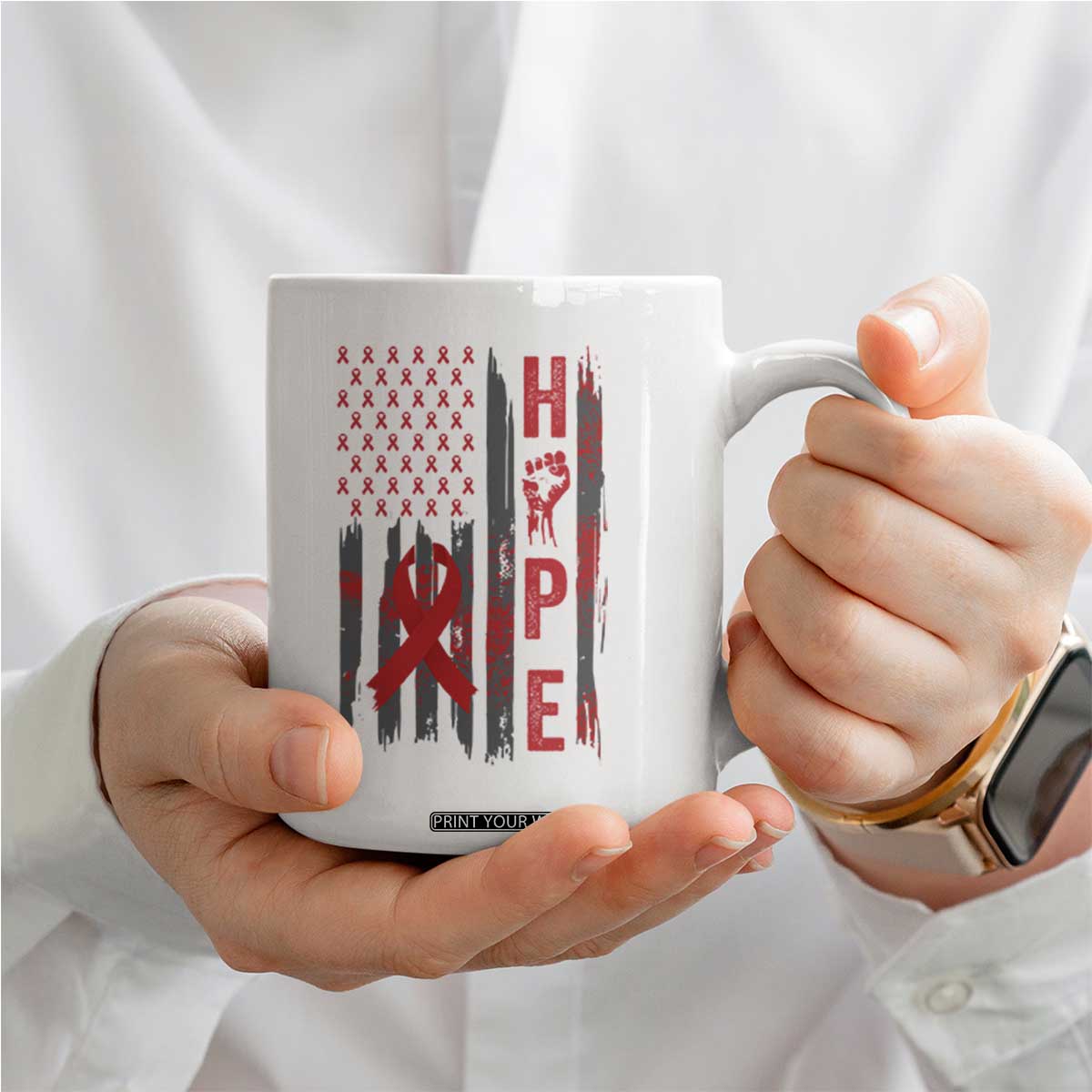 American Flag Hope HIV Awareness Coffee Mug World AIDS Day Gift TS12 Print Your Wear