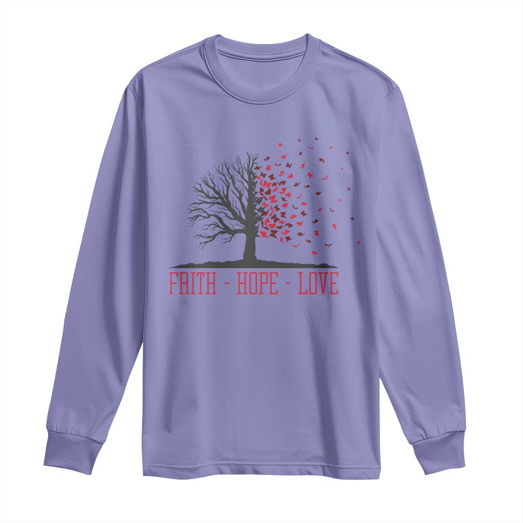 World AIDS Day Awareness Gift Long Sleeve Shirt Faith Hope Love TS12 Violet Print Your Wear