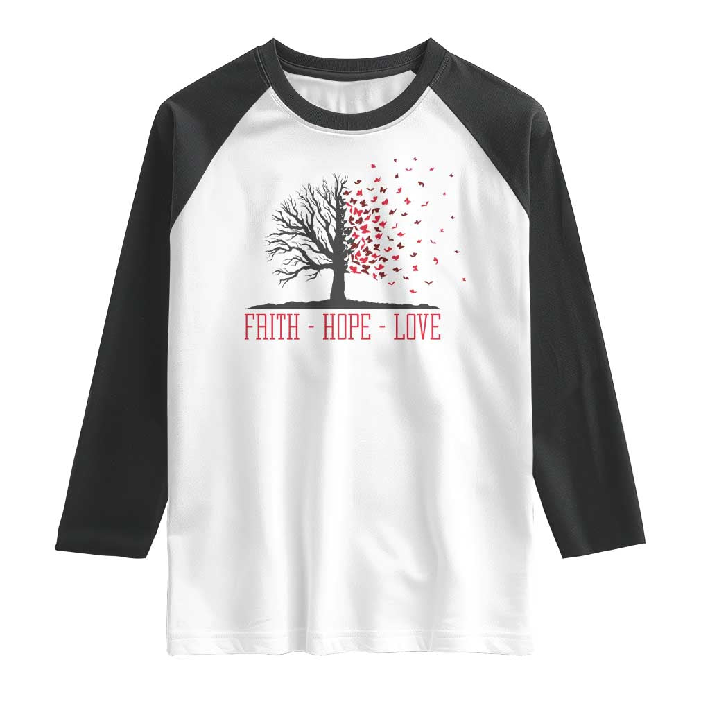 World AIDS Day Awareness Gift Raglan Shirt Faith Hope Love TS12 White Black Print Your Wear