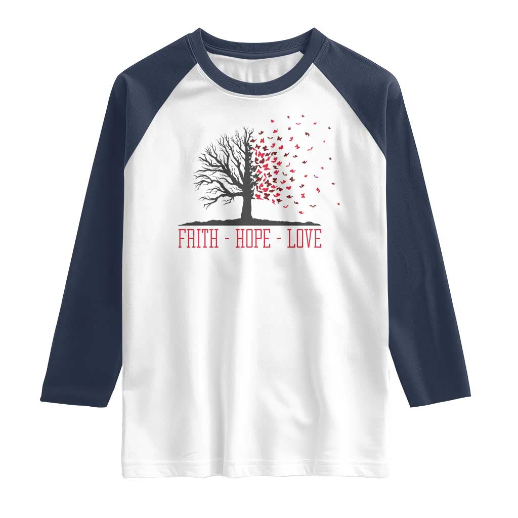World AIDS Day Awareness Gift Raglan Shirt Faith Hope Love TS12 White Navy Print Your Wear