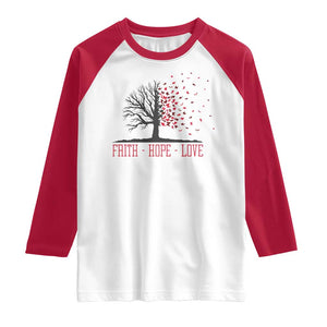 World AIDS Day Awareness Gift Raglan Shirt Faith Hope Love TS12 White Red Print Your Wear