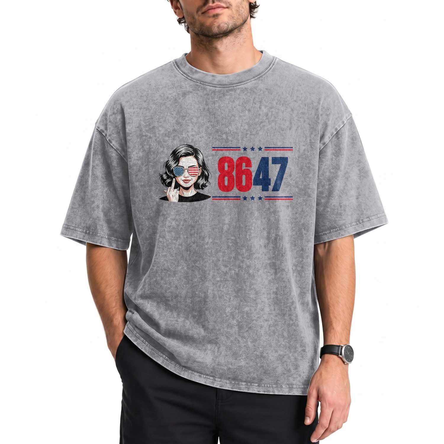 Political Activist 8647 Washed Cotton T-Shirt Freedom Satire Protest Graphic