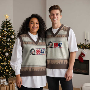 Political Activist 8647 V-Neck Knit Sweater Vest Freedom Satire Protest Graphic TS12 Mocha Mousse Print Your Wear