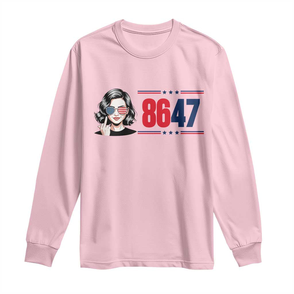 Political Activist 8647 Long Sleeve Shirt Freedom Satire Protest Graphic TS12 Light Pink Print Your Wear