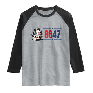 Political Activist 8647 Raglan Shirt Freedom Satire Protest Graphic TS12 Heather Gray Black Print Your Wear