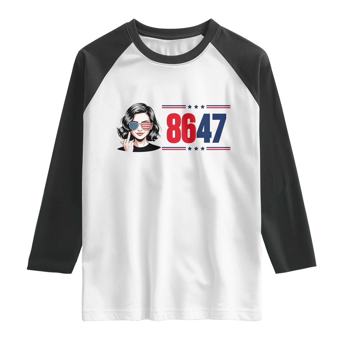 Political Activist 8647 Raglan Shirt Freedom Satire Protest Graphic TS12 White Black Print Your Wear