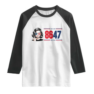 Political Activist 8647 Raglan Shirt Freedom Satire Protest Graphic TS12 White Black Print Your Wear