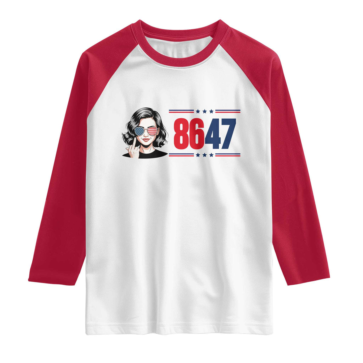 Political Activist 8647 Raglan Shirt Freedom Satire Protest Graphic TS12 White Red Print Your Wear