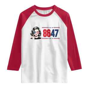 Political Activist 8647 Raglan Shirt Freedom Satire Protest Graphic TS12 White Red Print Your Wear