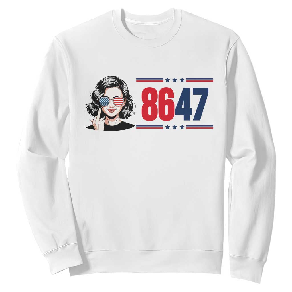 Political Activist 8647 Sweatshirt Freedom Satire Protest Graphic TS12 White Print Your Wear