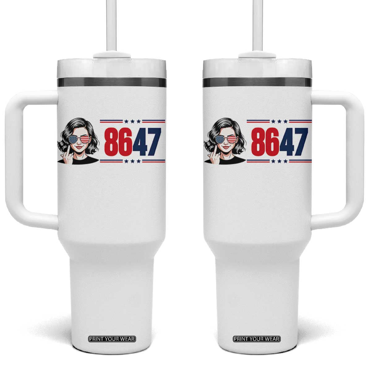 Political Activist 8647 Tumbler With Handle Freedom Satire Protest Graphic TS12 One Size: 40 oz White Print Your Wear
