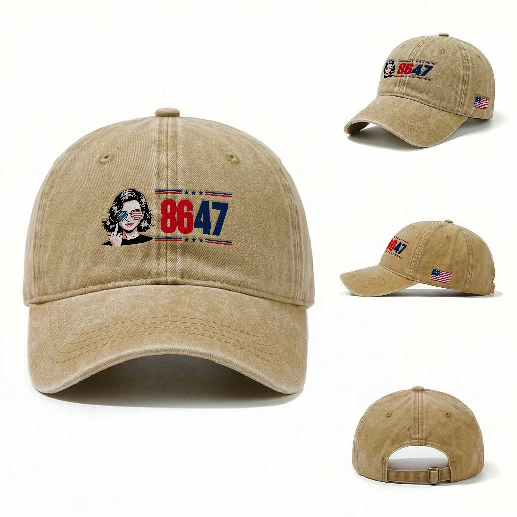 Political Activist 8647 Washed Cotton Baseball Cap Freedom Satire Protest Graphic TS12 Washed Cap Universal Fit Khaki Print Your Wear