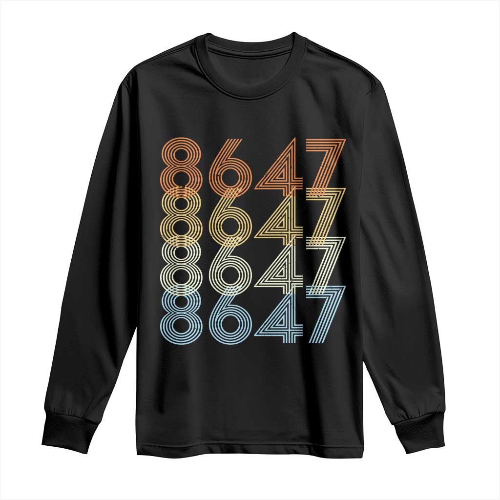 Retro Vintage 8647 Long Sleeve Shirt Freedom Protest Stripe Graphic TS12 Black Print Your Wear
