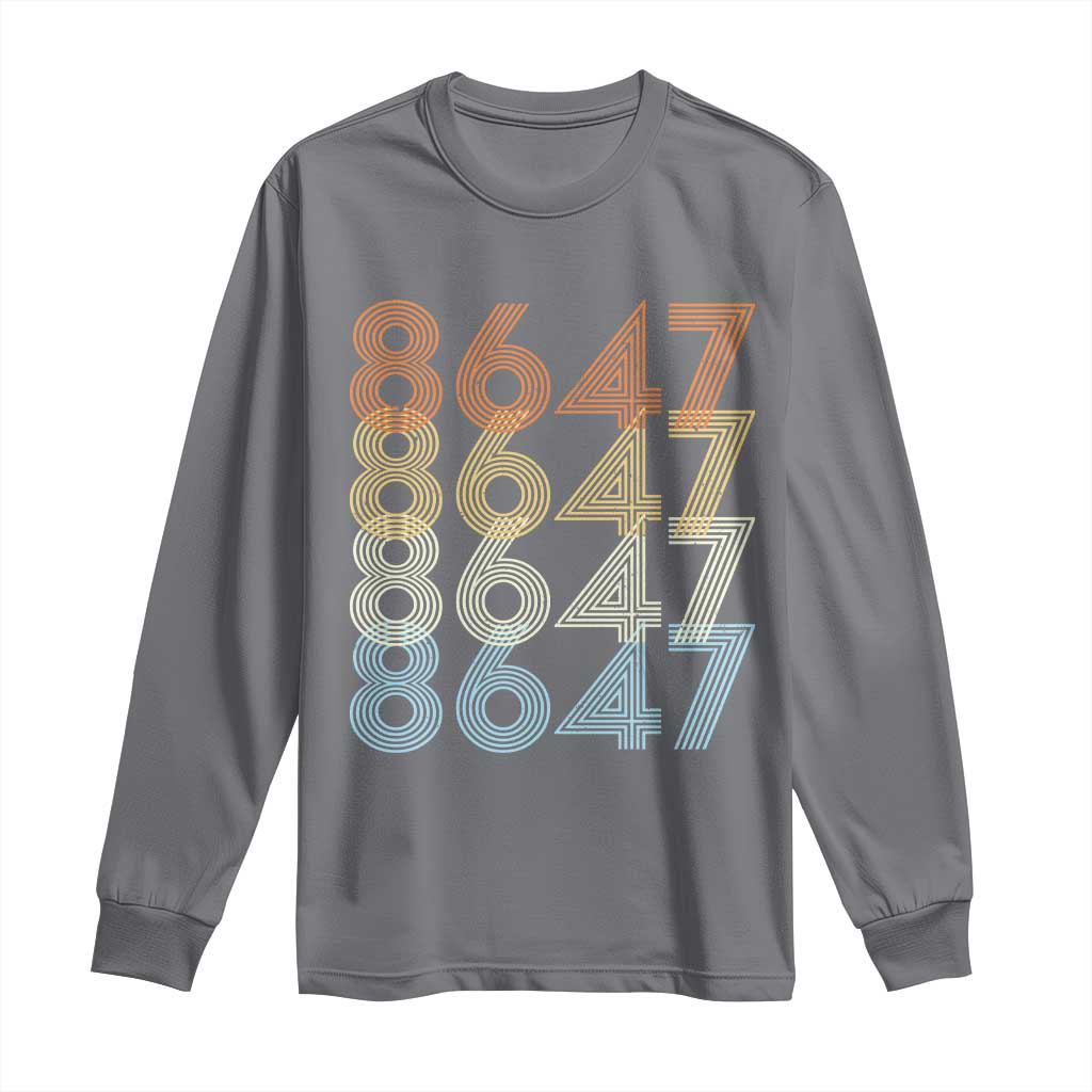 Retro Vintage 8647 Long Sleeve Shirt Freedom Protest Stripe Graphic TS12 Charcoal Print Your Wear