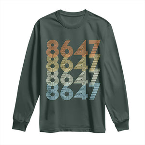Retro Vintage 8647 Long Sleeve Shirt Freedom Protest Stripe Graphic TS12 Dark Forest Green Print Your Wear
