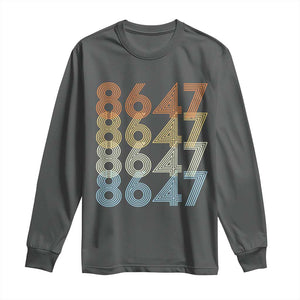 Retro Vintage 8647 Long Sleeve Shirt Freedom Protest Stripe Graphic TS12 Dark Heather Print Your Wear