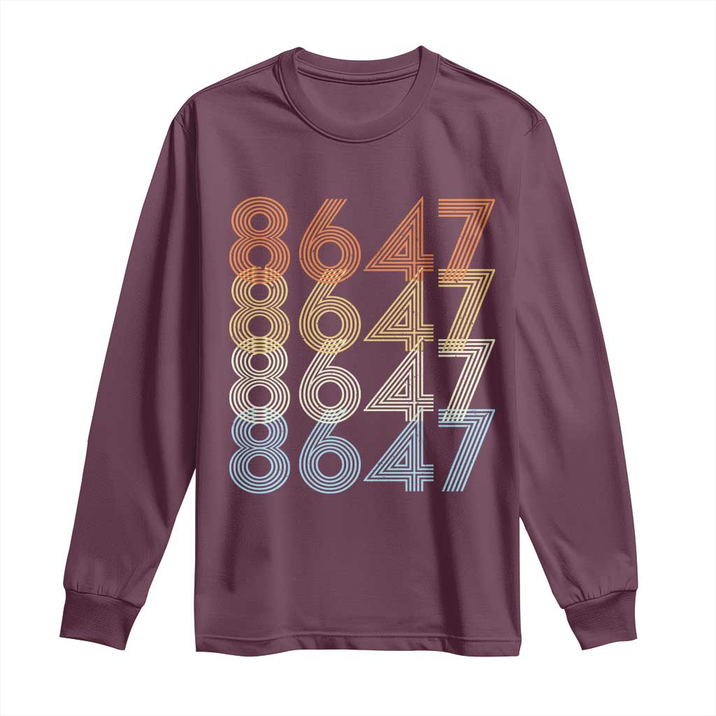 Retro Vintage 8647 Long Sleeve Shirt Freedom Protest Stripe Graphic TS12 Maroon Print Your Wear