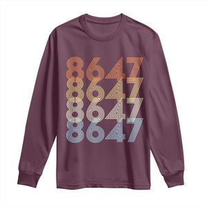Retro Vintage 8647 Long Sleeve Shirt Freedom Protest Stripe Graphic TS12 Maroon Print Your Wear