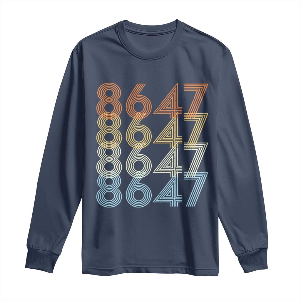 Retro Vintage 8647 Long Sleeve Shirt Freedom Protest Stripe Graphic TS12 Navy Print Your Wear