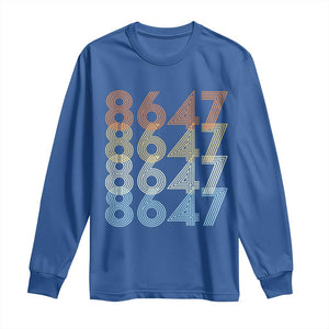 Retro Vintage 8647 Long Sleeve Shirt Freedom Protest Stripe Graphic TS12 Royal Blue Print Your Wear