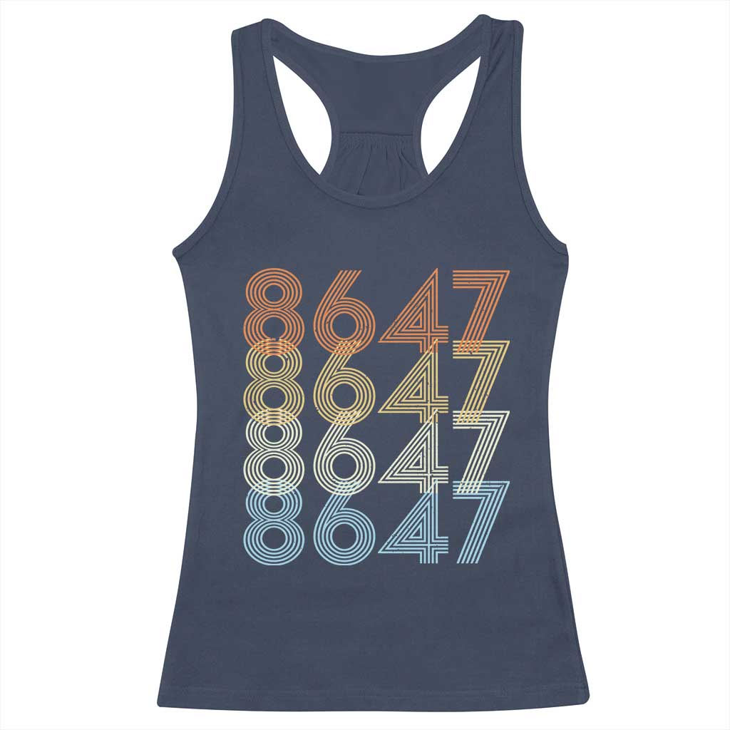 Retro Vintage 8647 Racerback Tank Top Freedom Protest Stripe Graphic TS12 Navy Print Your Wear