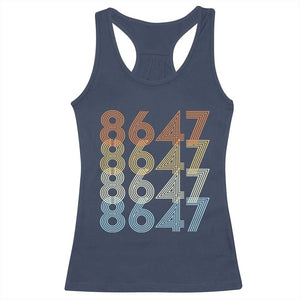 Retro Vintage 8647 Racerback Tank Top Freedom Protest Stripe Graphic TS12 Navy Print Your Wear