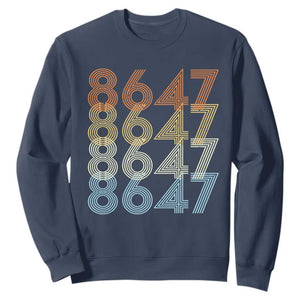 Retro Vintage 8647 Sweatshirt Freedom Protest Stripe Graphic TS12 Navy Print Your Wear