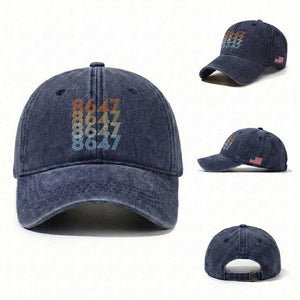 Retro Vintage 8647 Washed Cotton Baseball Cap Freedom Protest Stripe Graphic TS12 Washed Cap Universal Fit Navy Print Your Wear