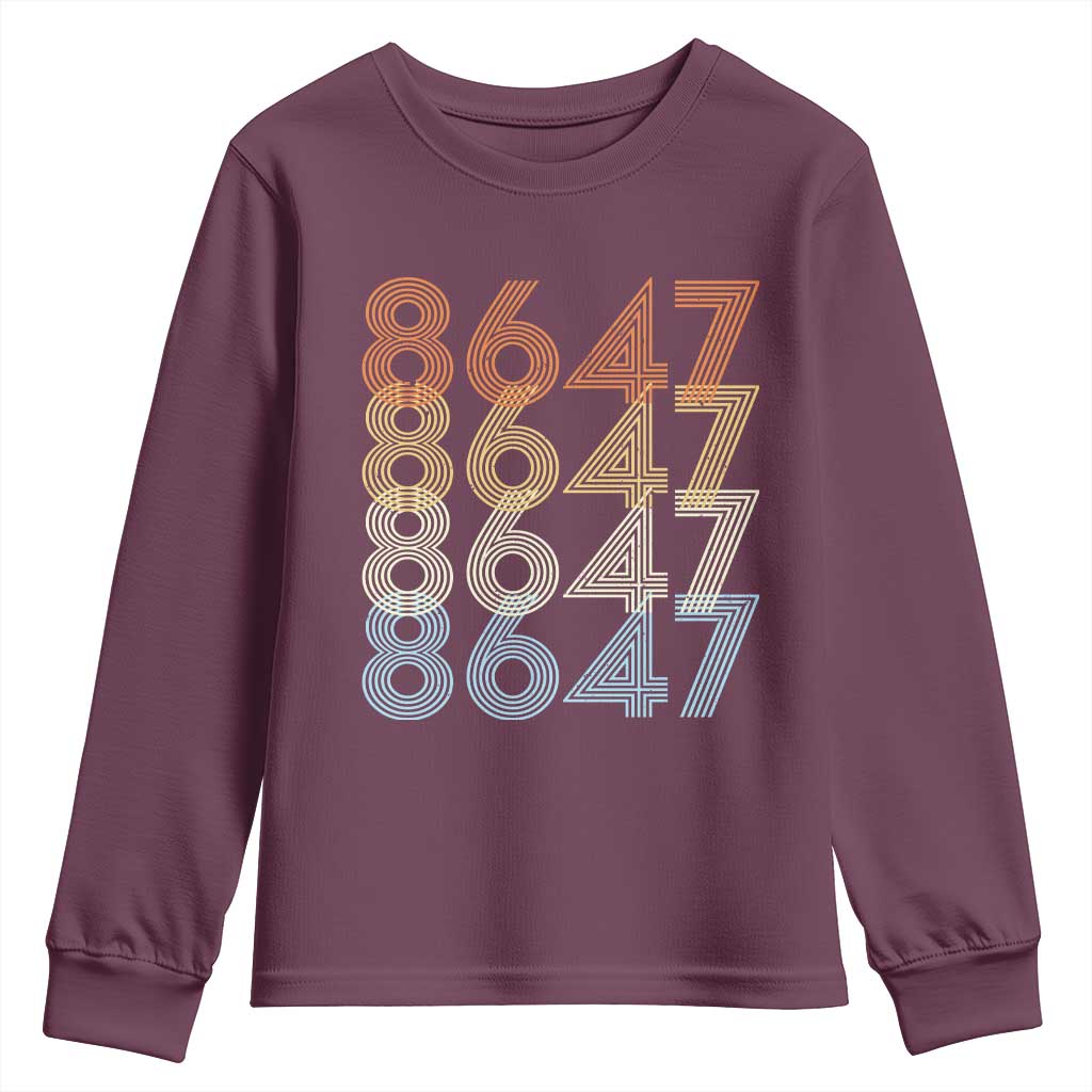 Retro Vintage 8647 Youth Sweatshirt Freedom Protest Stripe Graphic TS12 Maroon Print Your Wear