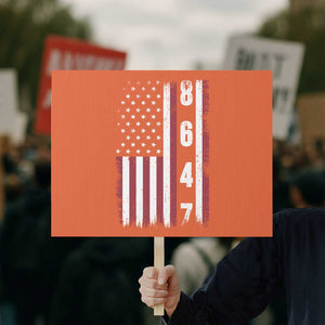 8647 Vintage US Flag Protest Sign Political Expression Apparel For Democrats TS12 Horizontal 18" × 24" Orange Print Your Wear