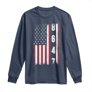 8647 Vintage US Flag Long Sleeve Shirt Political Expression Apparel For Democrats TS12 Navy Print Your Wear
