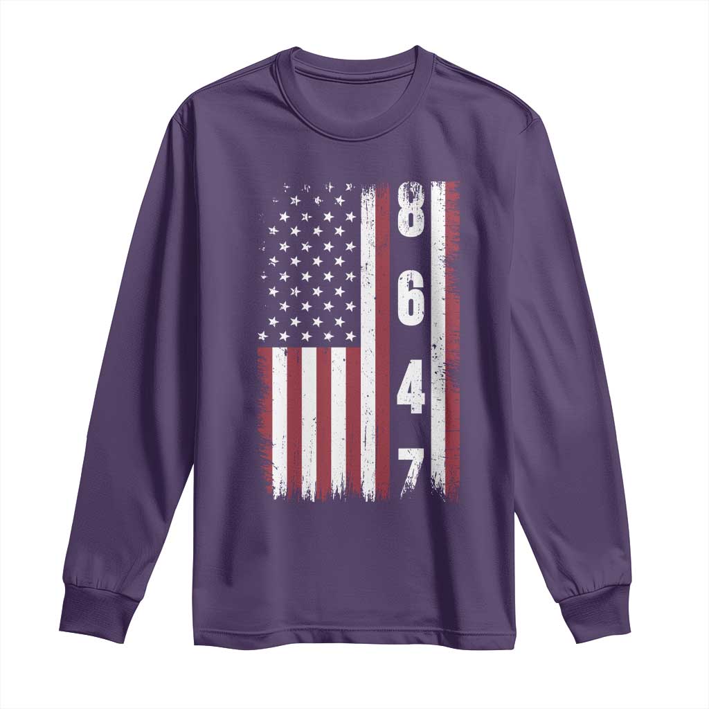 8647 Vintage US Flag Long Sleeve Shirt Political Expression Apparel For Democrats TS12 Purple Print Your Wear