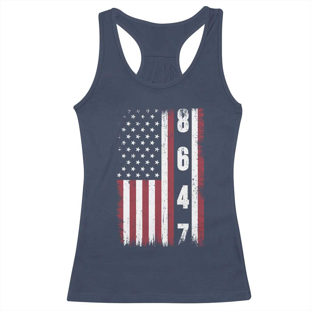 8647 Vintage US Flag Racerback Tank Top Political Expression Apparel For Democrats TS12 Navy Print Your Wear