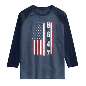 8647 Vintage US Flag Raglan Shirt Political Expression Apparel For Democrats TS12 Heather Denim Navy Print Your Wear