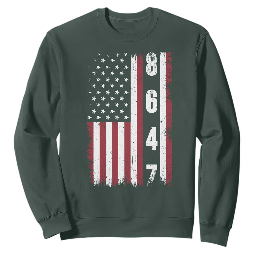 8647 Vintage US Flag Sweatshirt Political Expression Apparel For Democrats TS12 Dark Forest Green Print Your Wear