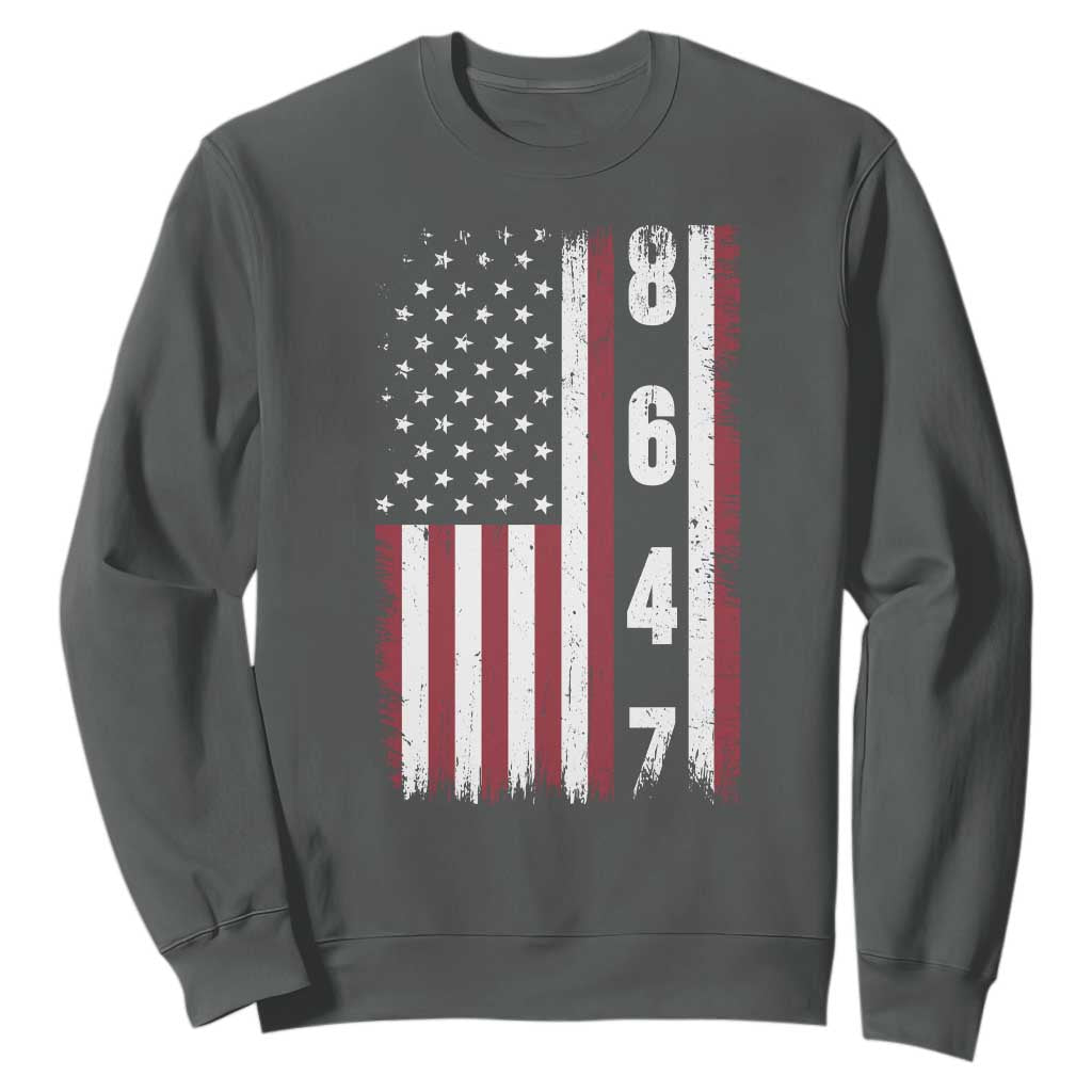 8647 Vintage US Flag Sweatshirt Political Expression Apparel For Democrats TS12 Dark Heather Print Your Wear