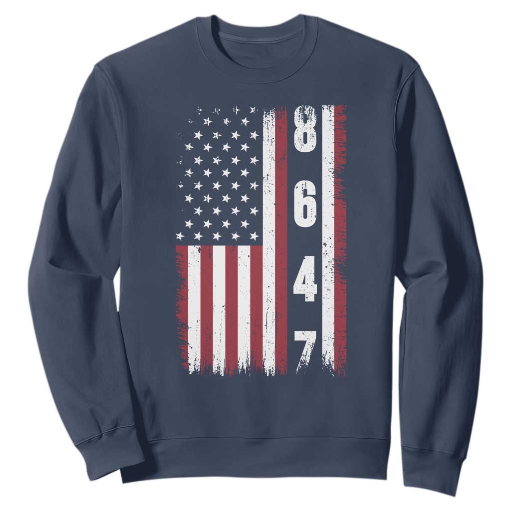 8647 Vintage US Flag Sweatshirt Political Expression Apparel For Democrats TS12 Navy Print Your Wear