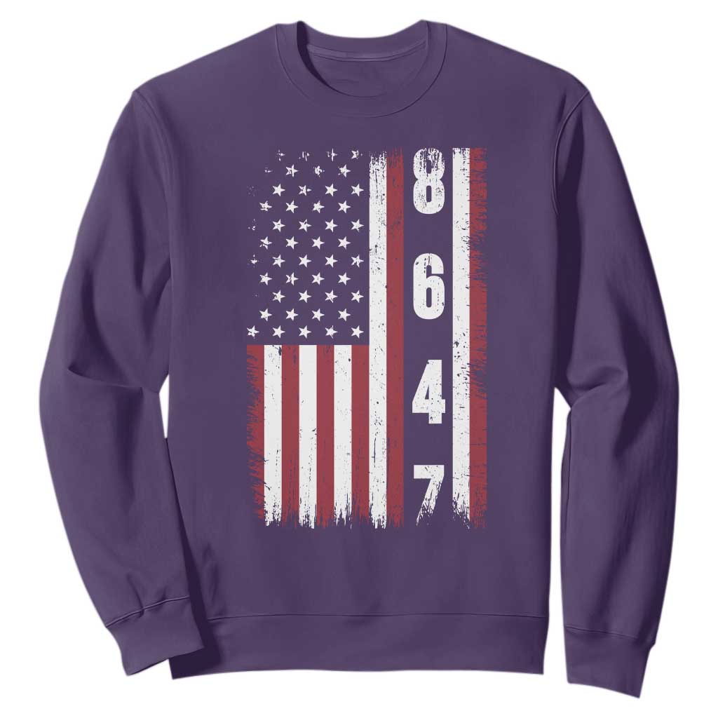 8647 Vintage US Flag Sweatshirt Political Expression Apparel For Democrats TS12 Purple Print Your Wear